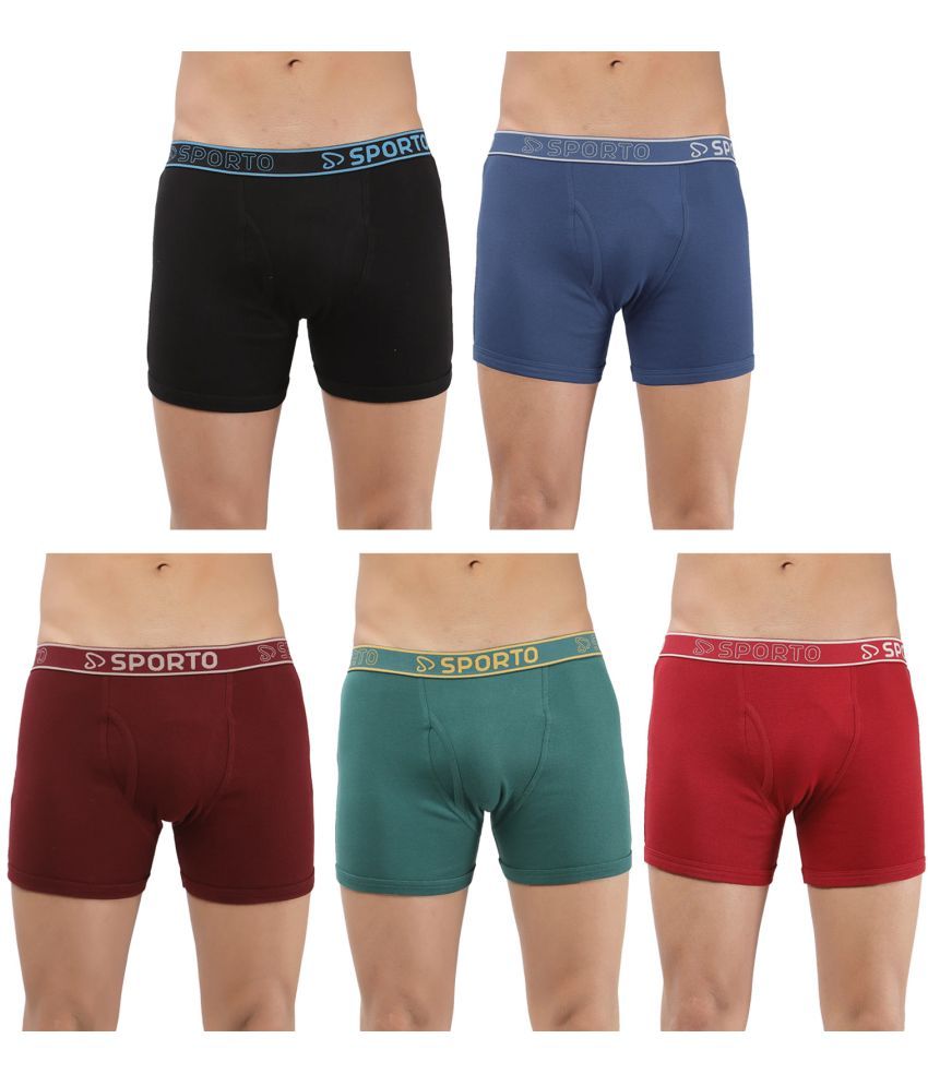     			SPORTO Multicolor Cotton Men's Trunks ( Pack of 5 )