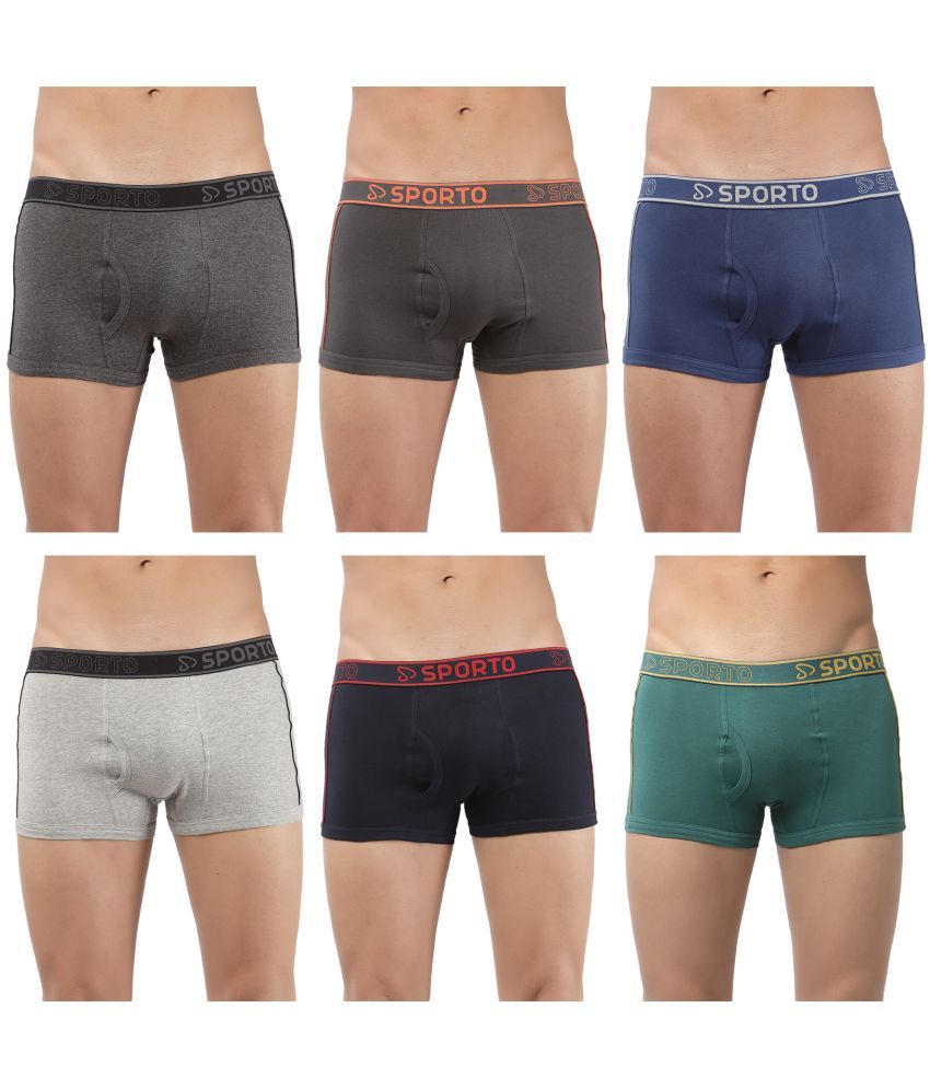     			SPORTO Multicolor Cotton Men's Trunks ( Pack of 6 )