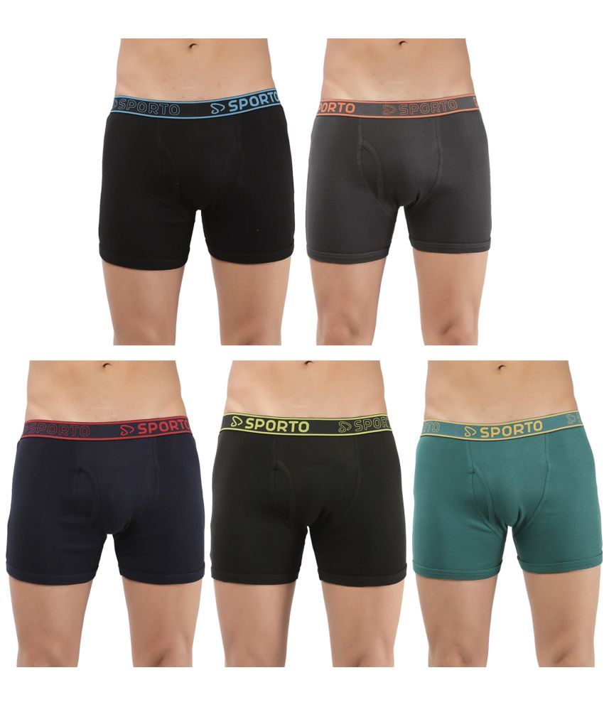     			SPORTO Multicolor Cotton Men's Trunks ( Pack of 5 )