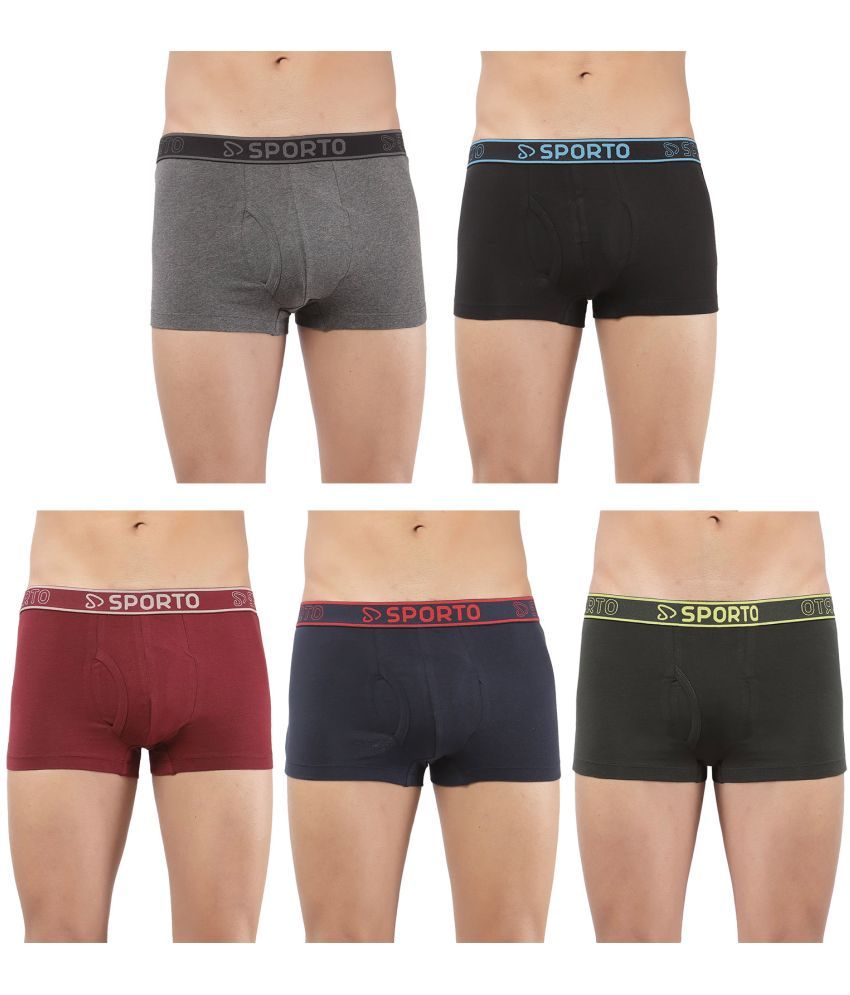     			SPORTO Multicolor Cotton Men's Trunks ( Pack of 5 )