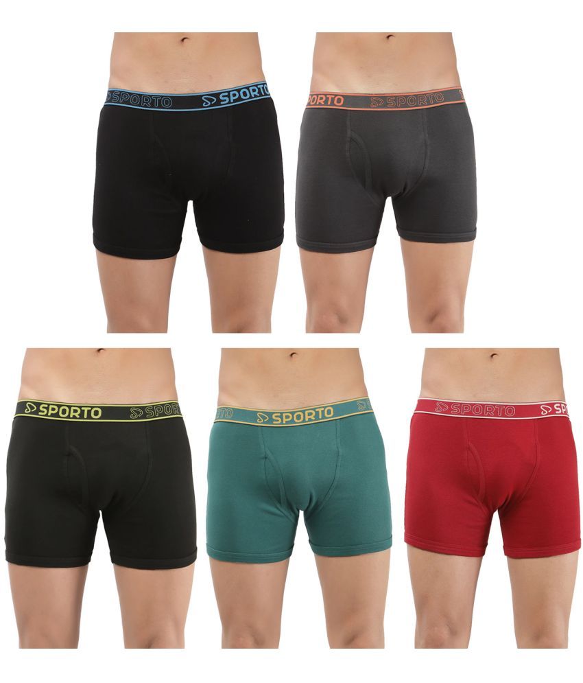     			SPORTO Multicolor Cotton Men's Trunks ( Pack of 5 )