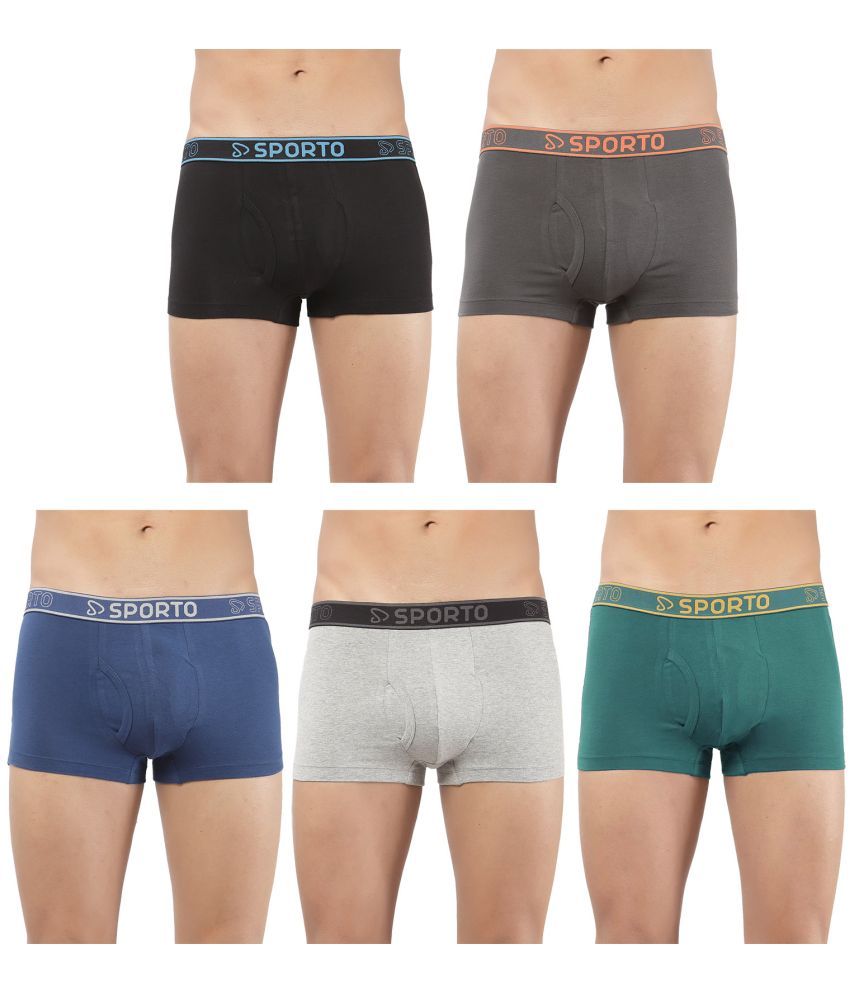     			SPORTO Multicolor Cotton Men's Trunks ( Pack of 5 )