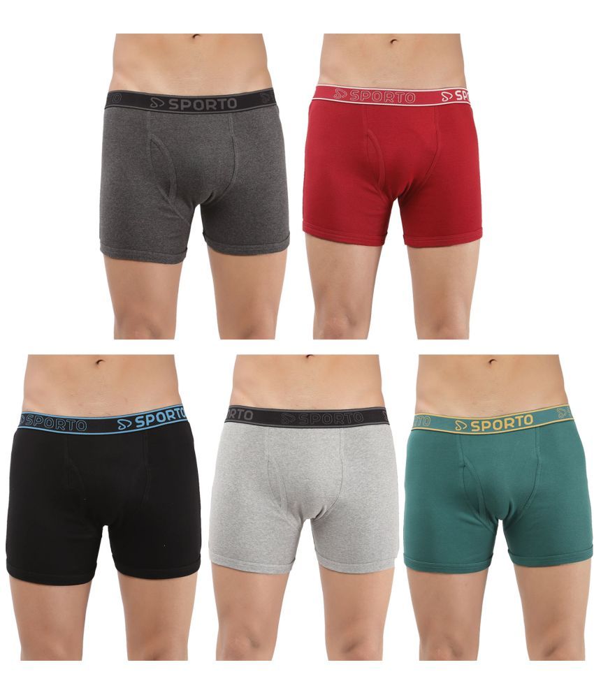     			SPORTO Multicolor Cotton Men's Trunks ( Pack of 5 )