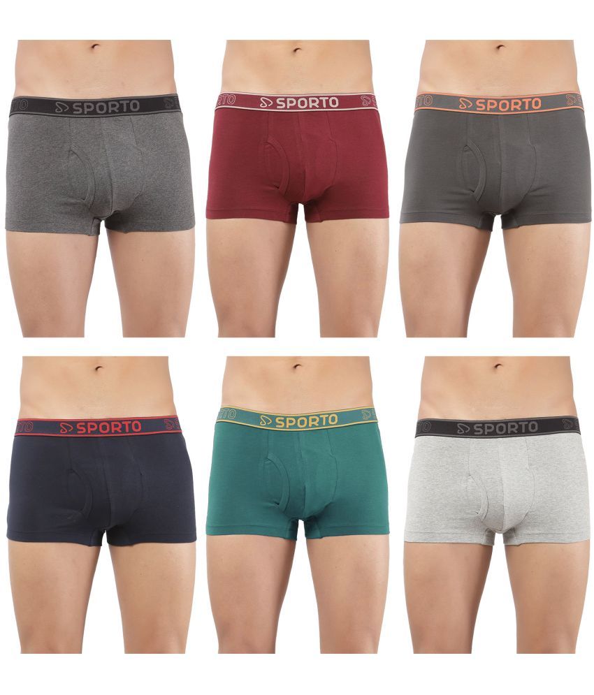     			SPORTO Multicolor Cotton Men's Trunks ( Pack of 6 )