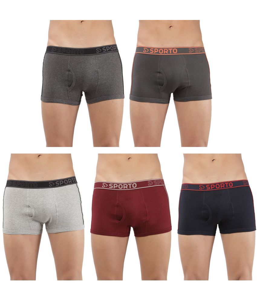     			SPORTO Multicolor Cotton Men's Trunks ( Pack of 5 )