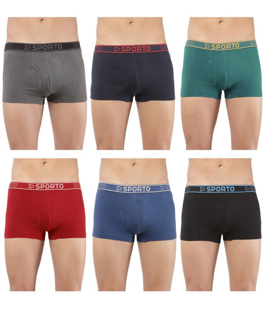     			SPORTO Multicolor Cotton Men's Trunks ( Pack of 6 )