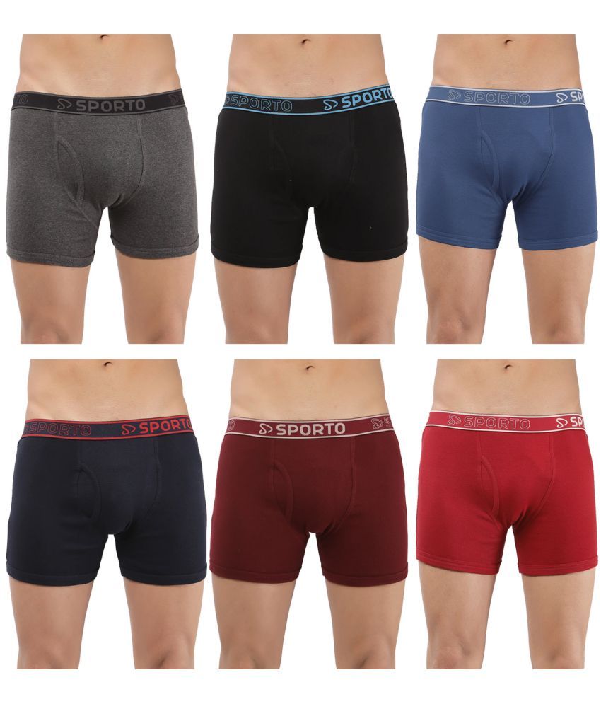     			SPORTO Multicolor Cotton Men's Trunks ( Pack of 6 )