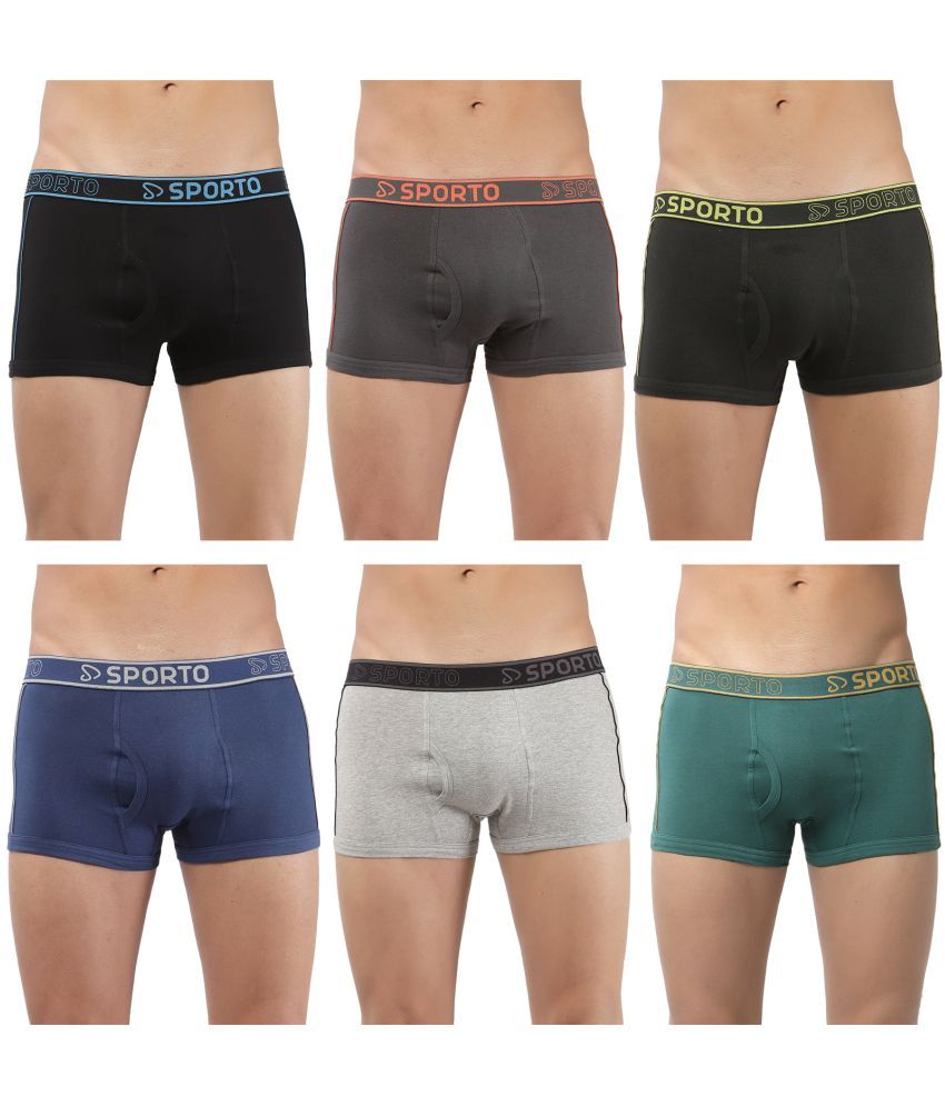     			SPORTO Multicolor Cotton Men's Trunks ( Pack of 6 )