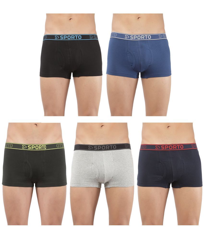     			SPORTO Multicolor Cotton Men's Trunks ( Pack of 5 )