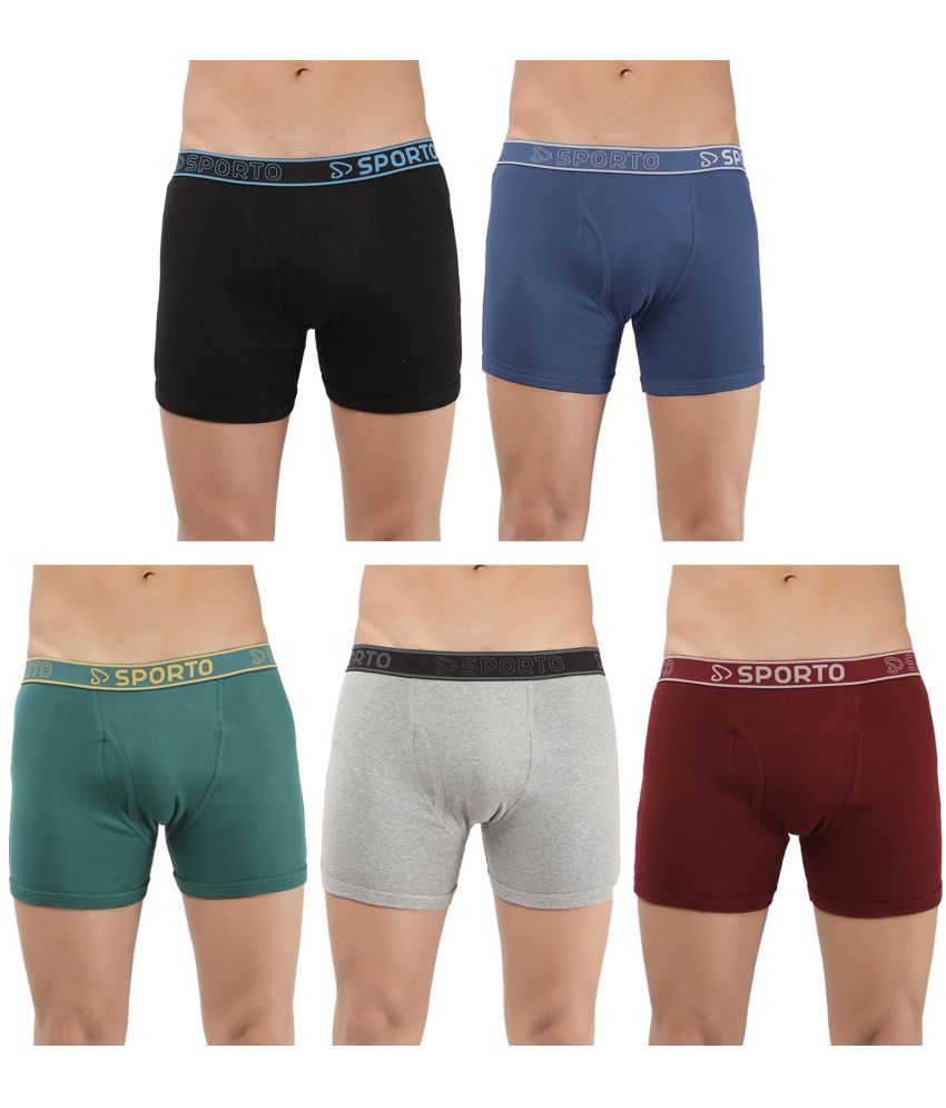     			SPORTO Multicolor Cotton Men's Trunks ( Pack of 5 )