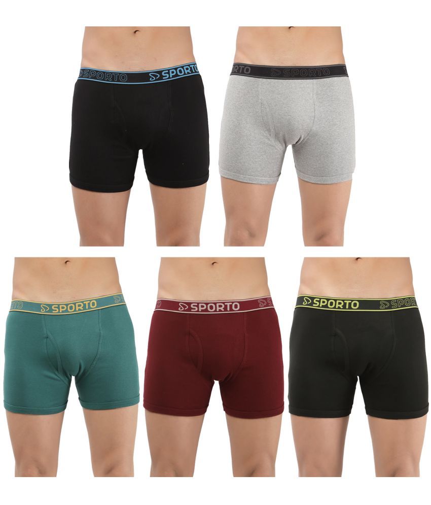     			SPORTO Multicolor Cotton Men's Trunks ( Pack of 5 )