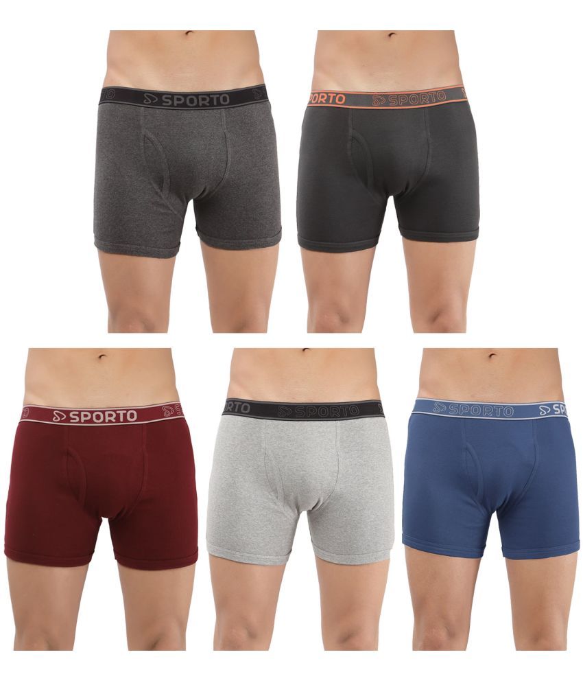     			SPORTO Multicolor Cotton Men's Trunks ( Pack of 5 )