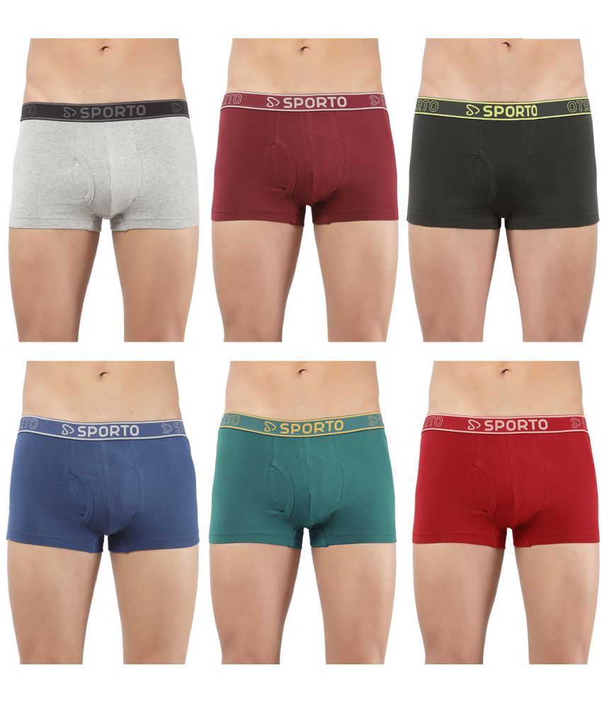     			SPORTO Multicolor Cotton Men's Trunks ( Pack of 6 )