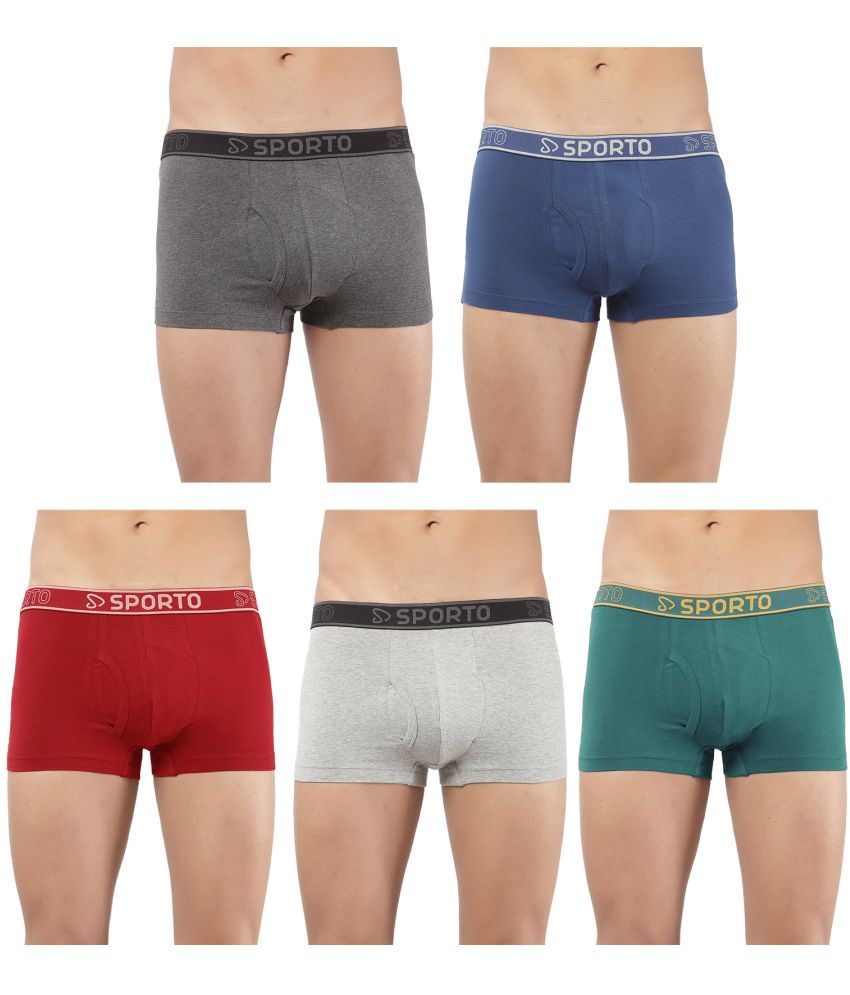     			SPORTO Multicolor Cotton Men's Trunks ( Pack of 5 )