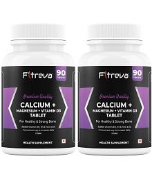 Fitreva Calcium+Magnesium+Vitamin D3 Tablets for Healthy and Strong Bone 180 no.s Unflavoured Minerals Tablets Pack of 2