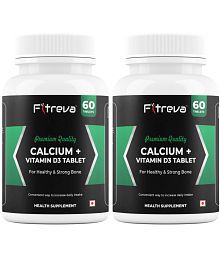 Fitreva Calcium+ Vitamin D3 Tablets for Healthy and Strong Bone-2 x 60 Tablets 120 no.s Unflavoured Minerals Tablets Pack of 2