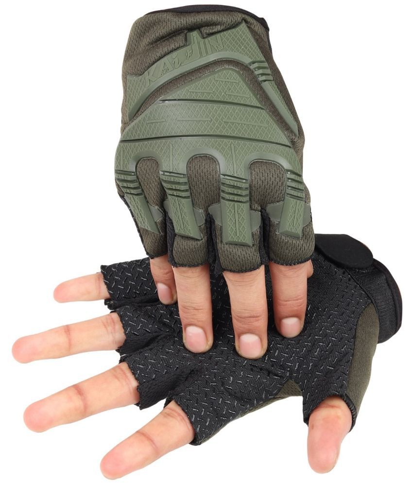     			Auto Hub Half Fingers Nylon Riding Gloves ( Pair of 1 )