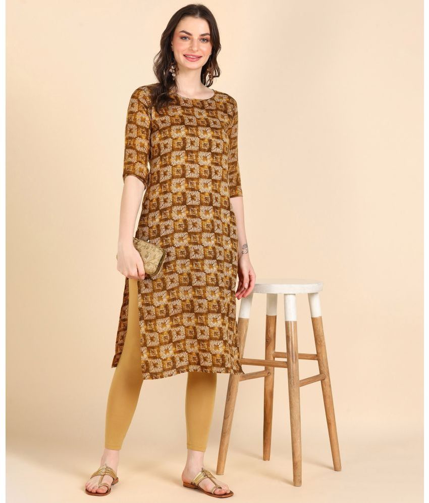     			DSK STUDIO Cotton Blend Printed Straight Women's Kurti - Yellow ( Pack of 1 )