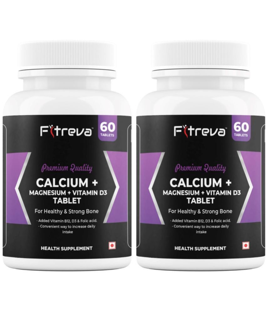    			Fitreva Calcium+Magnesium+Vitamin D3 Tablets for Healthy and Strong Bone 120 no.s Unflavoured Minerals Tablets Pack of 2