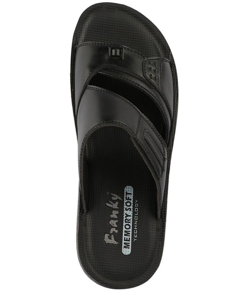     			Franky Black Men's Leather Slipper