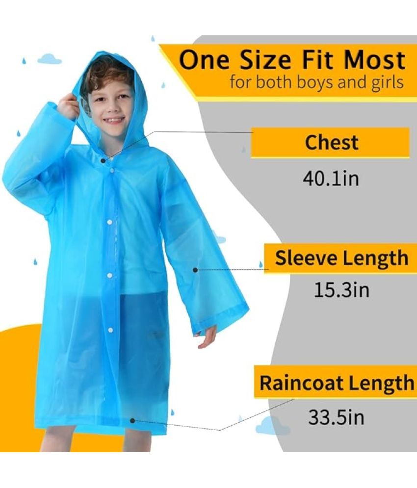     			INFISPACE Kid's Reusable EVA Rain Poncho Raincoat| Rain Jackets Long with Hood Eva Boys Blue F Color Raincoat pack of 1-10 - 11 Years