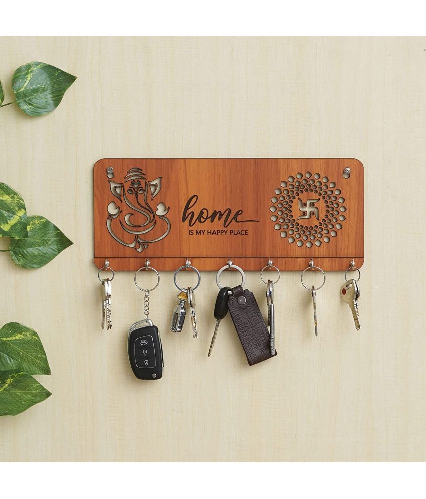     			JaipurCrafts Yellow Wood Key Holder - Pack of 1