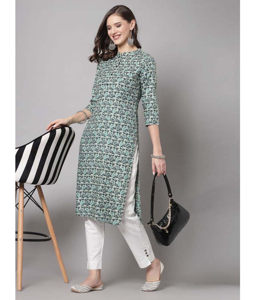     			KIPEK Rayon Printed Straight Women's Kurti - Green ( Pack of 1 )