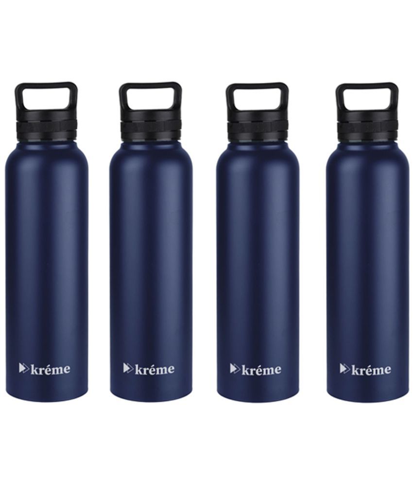     			KREME Kreme 1000 ml Bottle (Pack of 4, Steel) Blue Steel Water Bottle 1000 mL ( Set of 4 )
