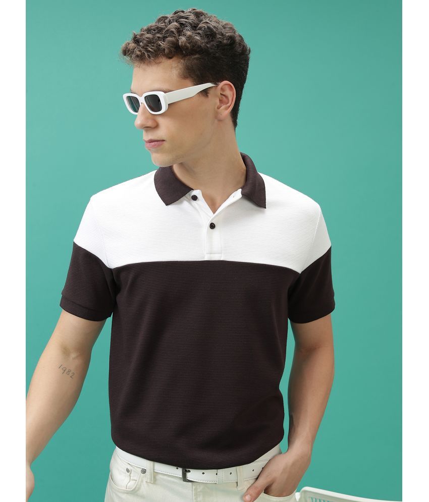     			Ketch Polyester Regular Fit Colorblock Half Sleeves Men's Polo T Shirt - Brown ( Pack of 1 )