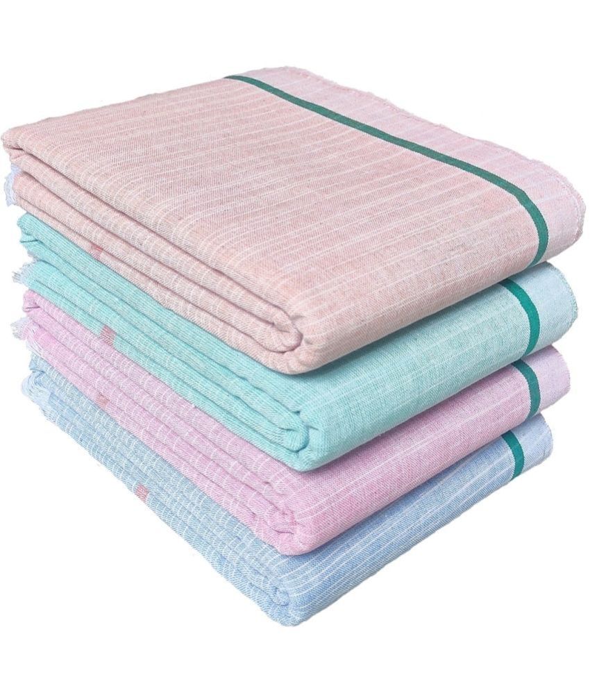     			Mk weaves Cotton Self Design Below 300 -GSM Bath Towel ( Pack of 4 ) - Multicolor