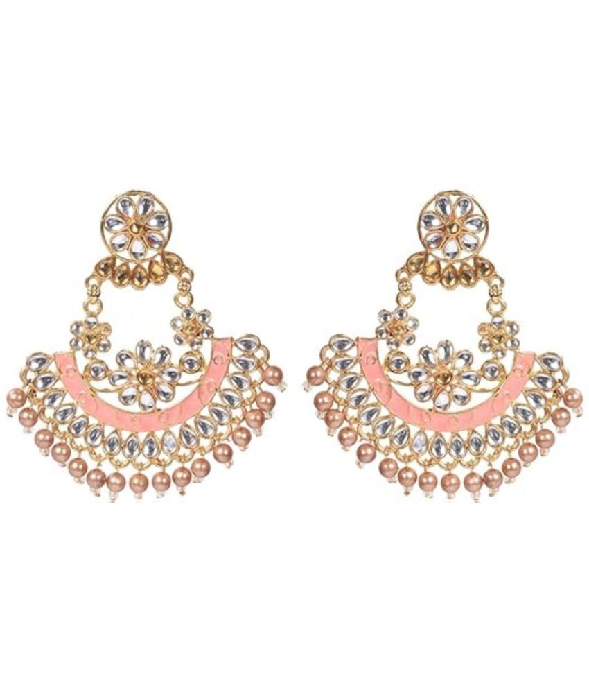     			Nilu's Collection Pink Chandbalis Earrings ( Pack of 1 )