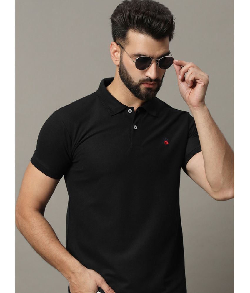     			R.ARHAN PREMIUM Cotton Blend Regular Fit Solid Half Sleeves Men's Polo T Shirt - Black ( Pack of 1 )