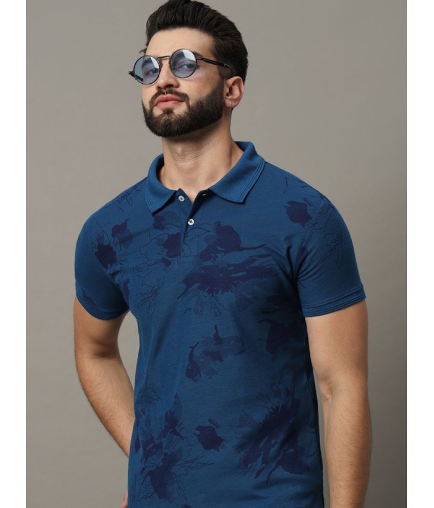     			R.ARHAN PREMIUM Cotton Blend Regular Fit Printed Half Sleeves Men's Polo T Shirt - Blue ( Pack of 1 )