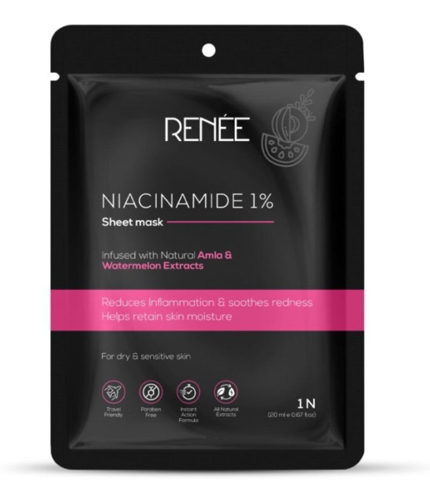     			RENEE Niacinamide & Water Melon Sheet Mask, Helps Reduce Inflammation & Redness