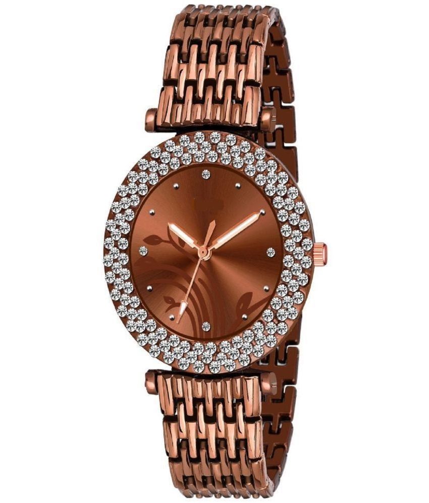     			Rhonium Brown Metal Analog Womens Watch