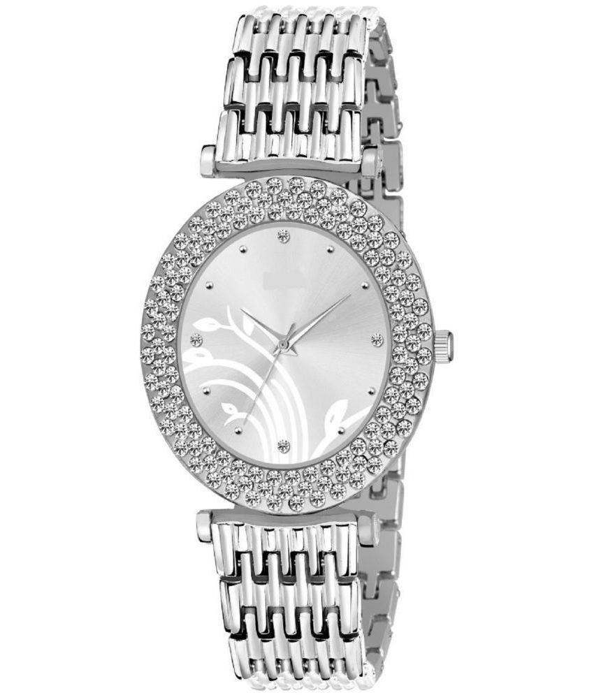     			Rhonium Silver Metal Analog Womens Watch