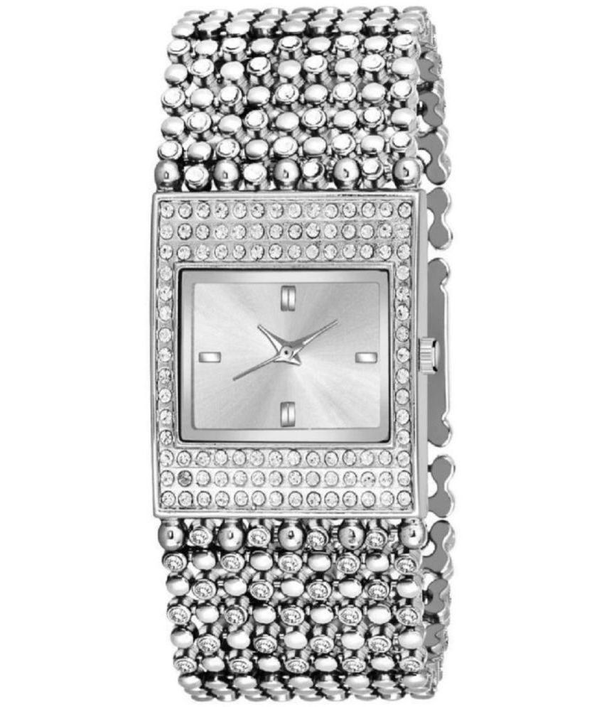     			Rhonium Silver Metal Analog Womens Watch