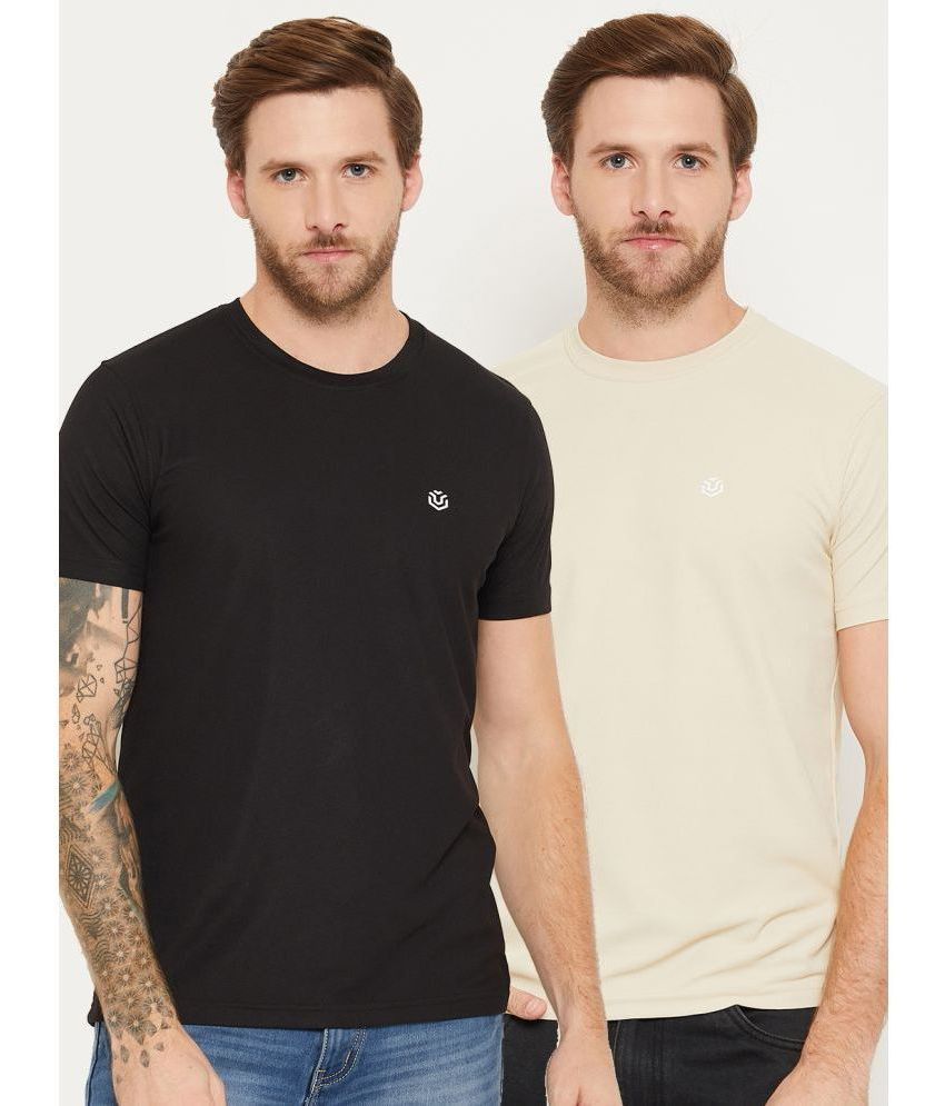     			UNIBERRY Cotton Regular Fit Solid Half Sleeves Men's T-Shirt - Black ( Pack of 2 )