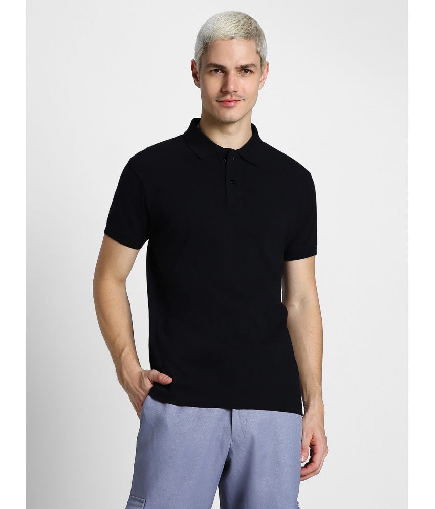     			Veirdo Cotton Regular Fit Solid Half Sleeves Men's Polo T Shirt - Black ( Pack of 1 )