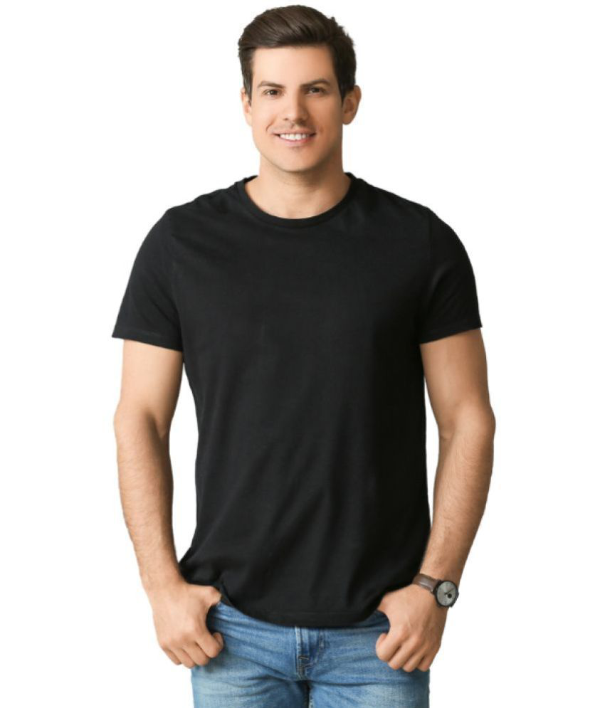     			croon Cotton Blend Regular Fit Solid Half Sleeves Men's T-Shirt - Black ( Pack of 1 )