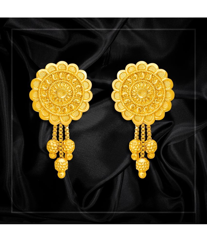     			LUV FASHION Golden Danglers Earrings ( Pack of 1 )