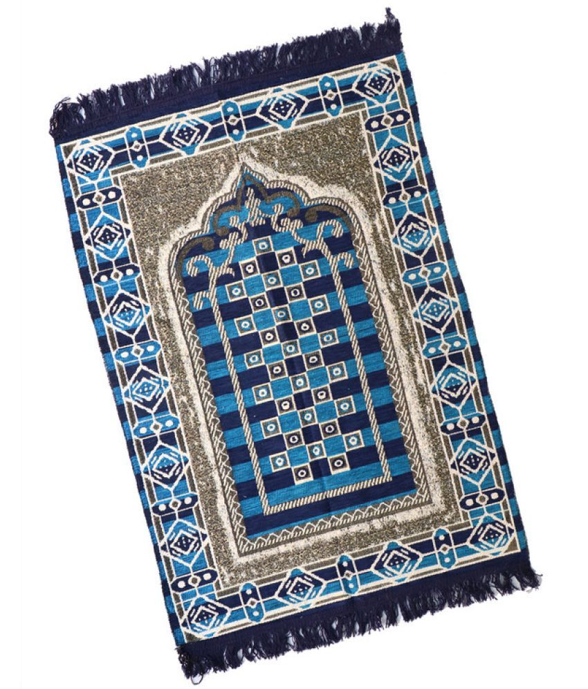     			ADIRNY Blue Single Regular Cotton Prayer Mat ( 110 X 70 cm )