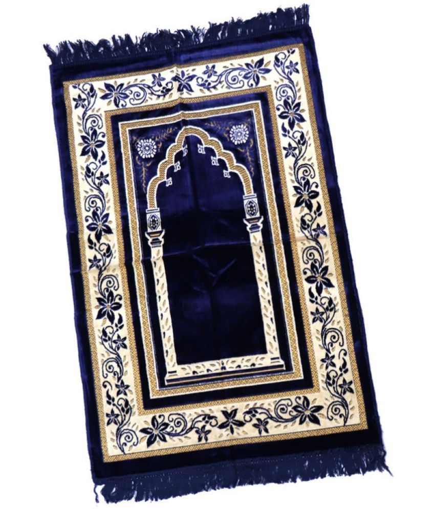     			ADIRNY Blue Single Regular Velvet Prayer Mat ( 110 X 70 cm )