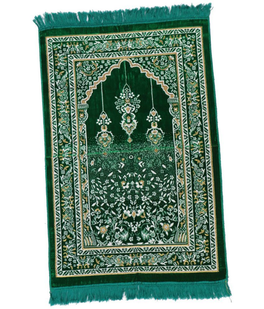     			ADIRNY Green Single Regular Velvet Prayer Mat ( 110 X 70 cm )