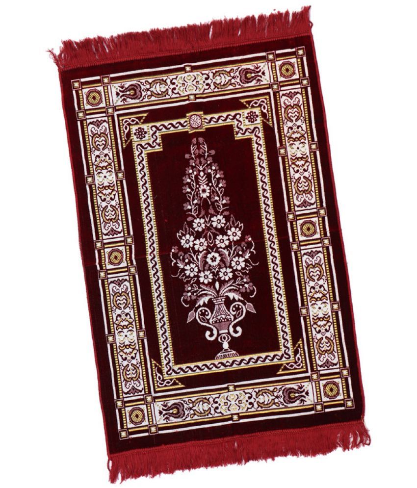     			ADIRNY Maroon Single Regular Velvet Prayer Mat ( 110 X 70 cm )