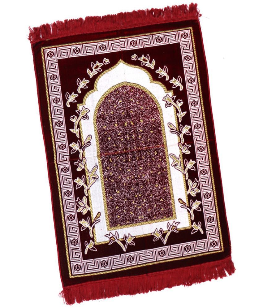     			ADIRNY Maroon Single Regular Velvet Prayer Mat ( 110 X 70 cm )