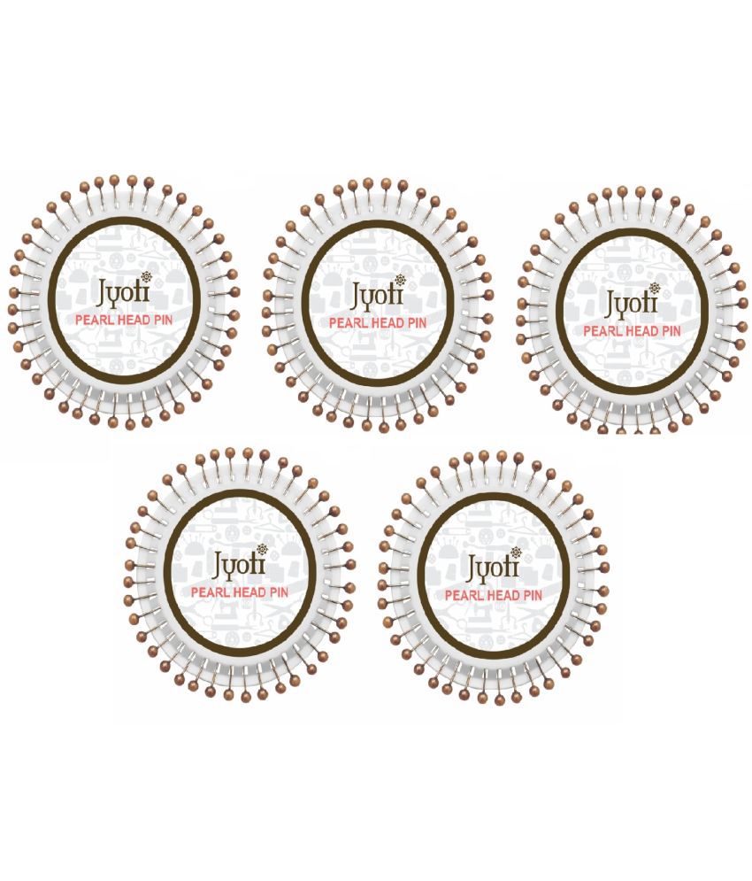     			Jyoti Pearl Head Pins Round Copper for Tailoring, Dressmaking, Crafting, Sewing, College Projects, Ornament, Patch Work, Decorating, Hijab, & Scarf for Women # 22757 (40 Pins on a Wheel) - Pack of 5