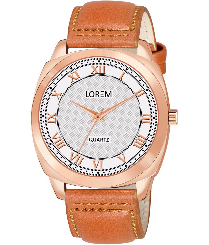     			Lorem Brown Leather Analog Men's Watch