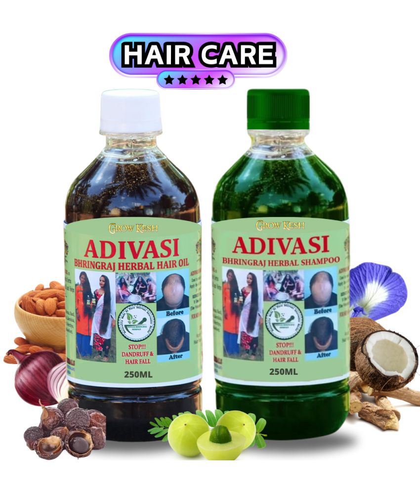     			Adivasi Bhringraj Natural Hair Growth Herbal Hair Oil and Shampoo Combo(250ML)(250ml)Pack Of 2