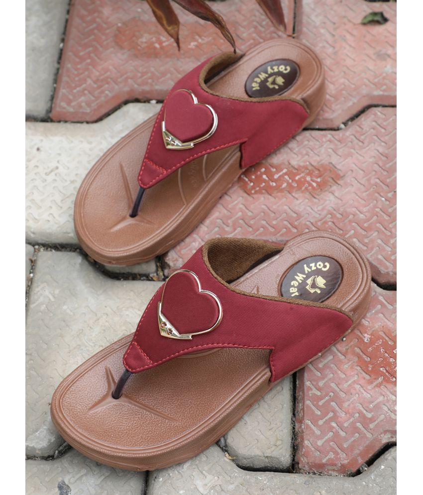     			Cozy Wear Maroon Women's Thong Flip Flop